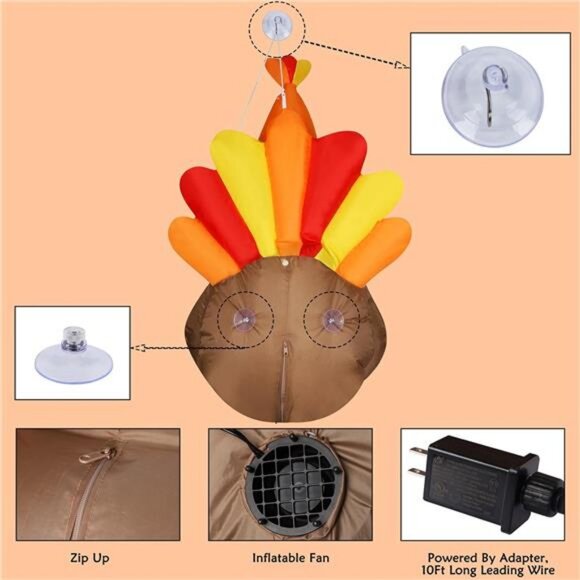 Fall Decor Window Inflatable Gnome, 3.5FT Light Up Thanksgiving Gnome - Picture 5 of 7